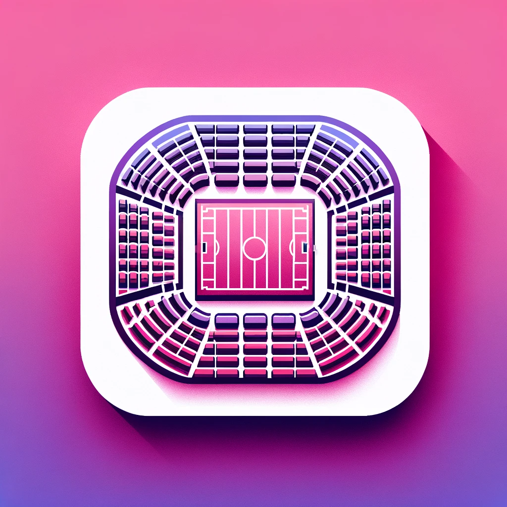 DALL·E 2024-01-05 09.11.18 - Design a custom icon for a stadium seat map, using pink and purple gradient colors set against a white square background, with the seats visibly depic