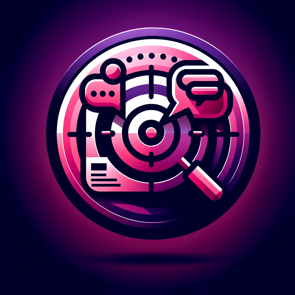 DALL·E 2024-01-17 00.51.33 - Create a unique icon that represents targeted promotion and advertising for ticketing, utilizing a gradient of pink to purple colors. The icon should 
