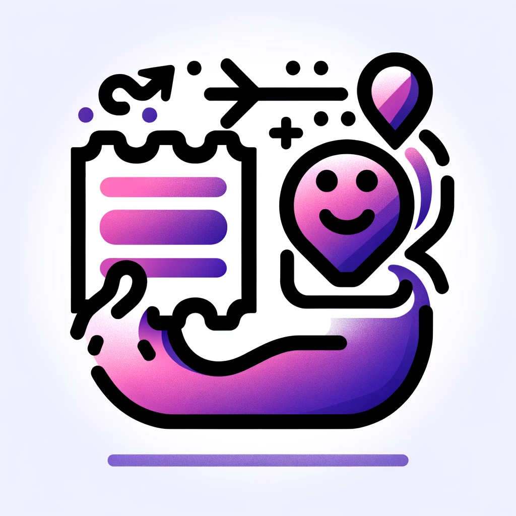 DALL·E 2024-01-17 02.05.04 - Create a unique icon that represents improved customer convenience for ticketing, using a gradient of pink to purple colors on a white background. The